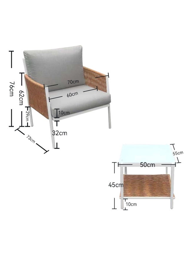 YIYAN 3-Piece Indoor-Outdoor Rattan Bistro Set, All-Weather Balcony Furniture with Side Table for Patio & Porch - Image 2